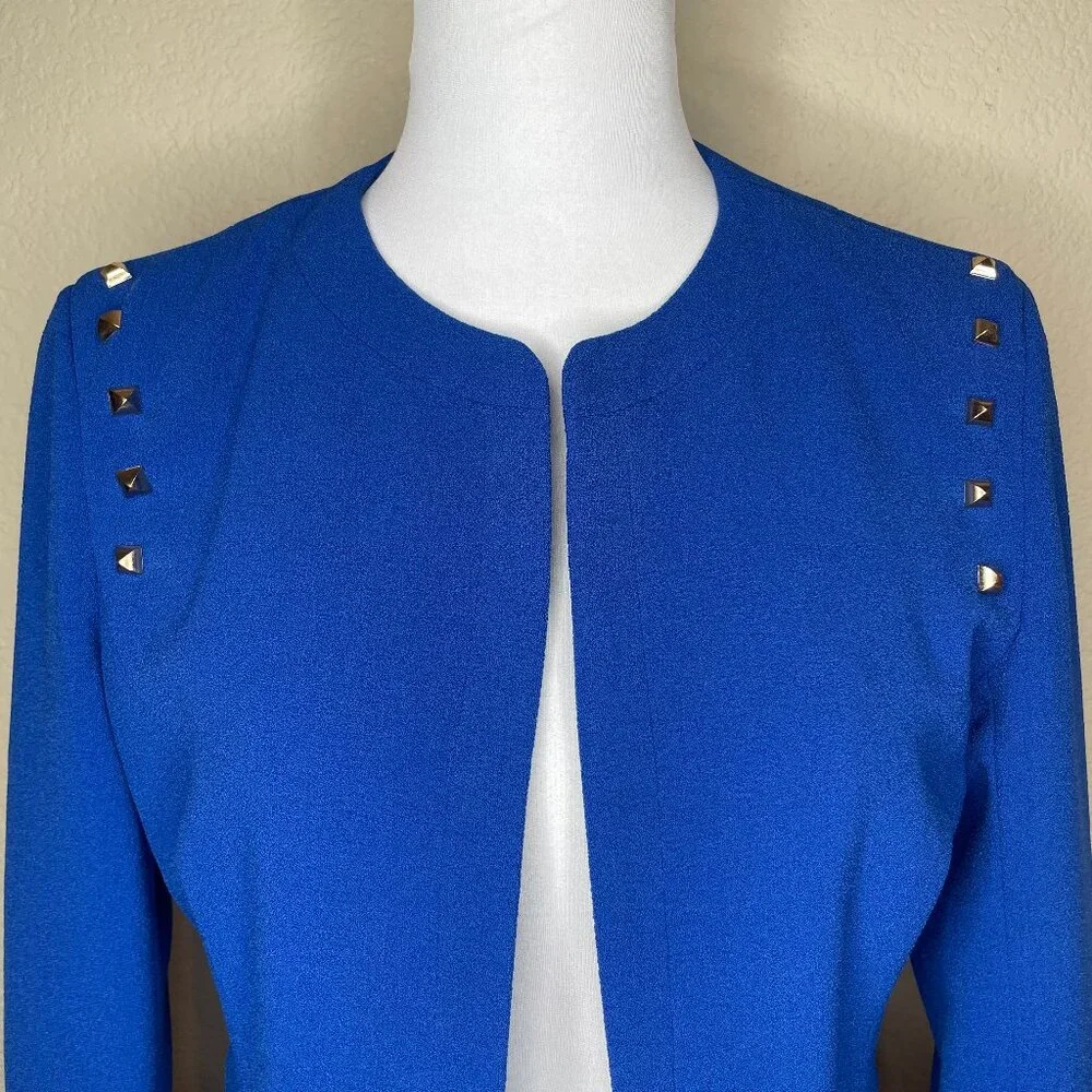 Forever 21 Royal Blue Studded Shoulder Open Front Blazer Small